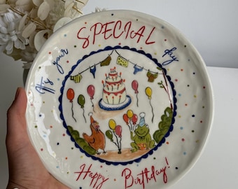 Plato personalizado de Feliz Cumpleaños de 18/22 cm; 7” o 8,6”