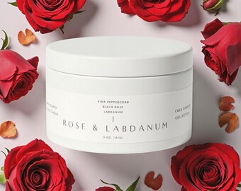 Lata de vela de rosa y ládano