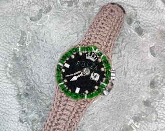 Montre Rolex au crochet (verte)