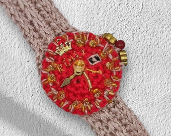 Crochet Rolex Watch (red)