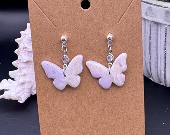 Butterfly Clay Dangle Earrings | Handmade Polymer Clay Earrings | Lightweight Statement Jewelry | Nature-Inspired Gift