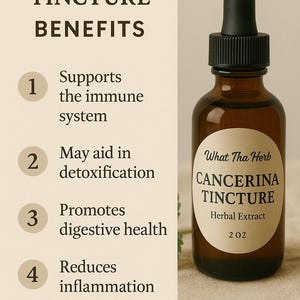 Cancerina-tinctuur | 2 oz amberkleurige glazen druppelflesje | Kruidenextract | What Tha Herb