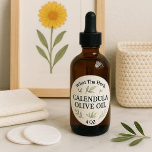 Aceite de oliva y caléndula / Hierbas para el cuidado de la piel / Aceite corporal calmante / Hidratante natural