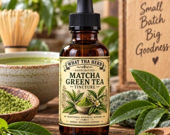 Matcha Green Tea Tincture – Herbal Extract in Amber Glass Dropper Bottle