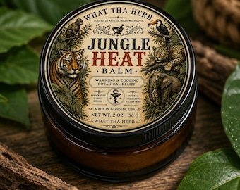 Jungle Heat Balm | Warming & Cooling Botanical Balm | Handmade Herbal Comfort Balm | 2 oz Amber Glass Jar