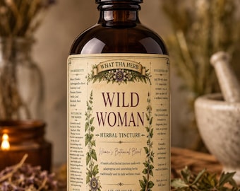 Teinture à base de plantes Wild Woman | Mélange botanique pour femmes | Gouttes aux herbes de maca ashwagandha | Rituel quotidien aux herbes