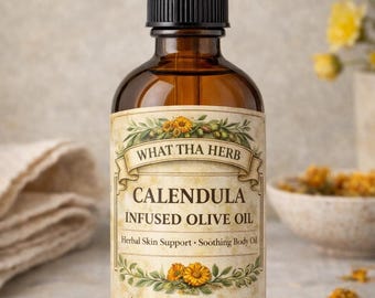 Calendula Infused Olive Oil | Herbal Skin Support | Soothing Body Oil | Natural Botanical Moisturizer
