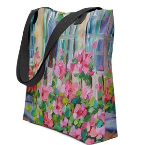 Tote Bag with Original Artwork Floral Serenade All-Over Print Inspired by an Original Oil Painting