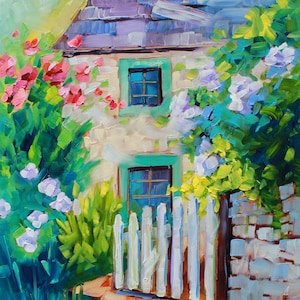 Oak Cottage Oil Painting Original Cottagecore Home Decor