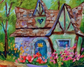 Original Artwork Museum-Quality Print - Thick Matte Paper with Vibrant Inkjet Printing Fairytale Cottage