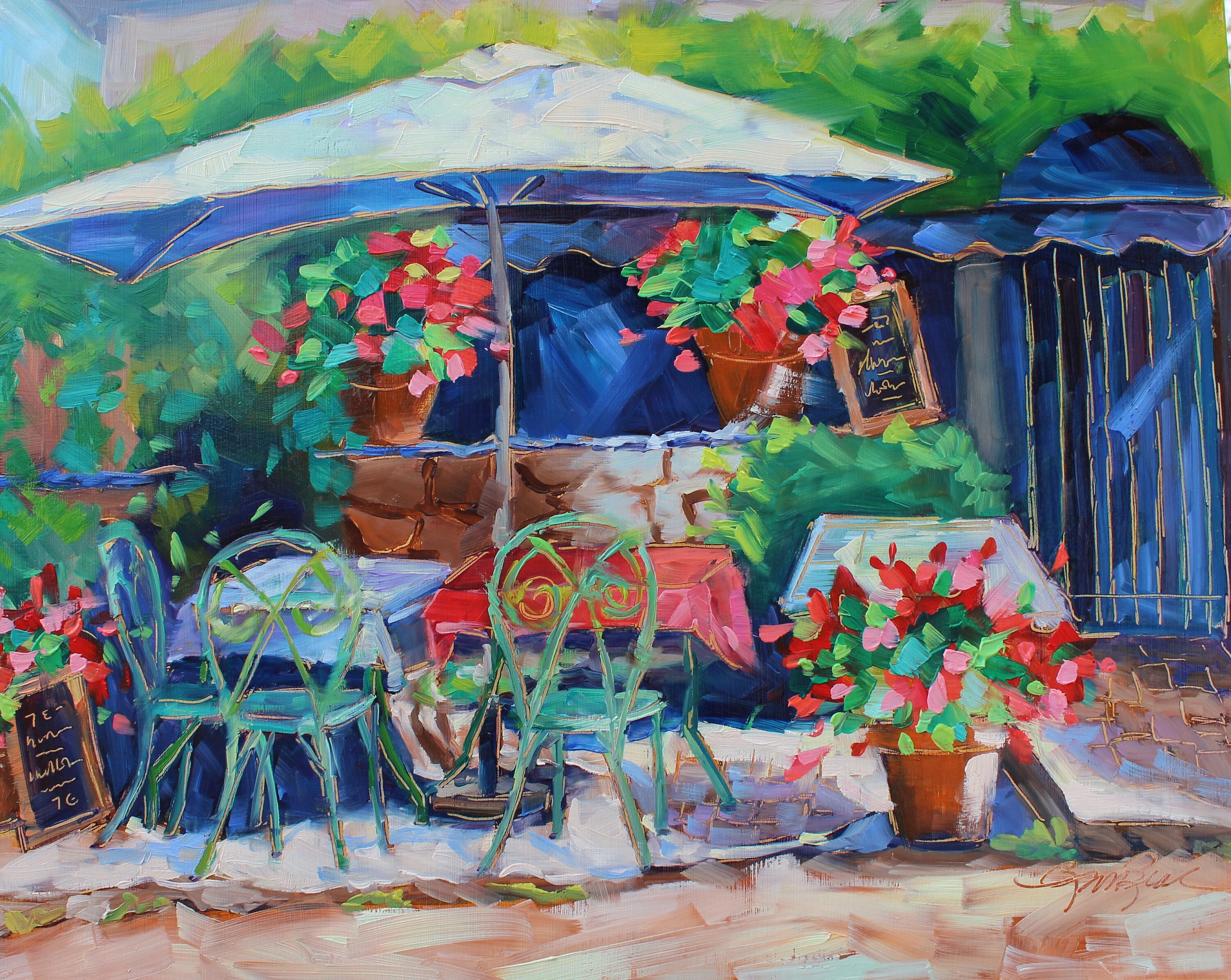 Original Oil Painting French Cafe Impressionist Art Unique Home