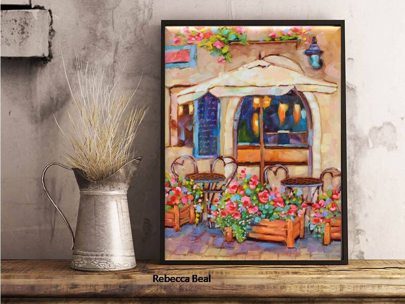 European Café Original Oil Painting, Rebeccambeal image 2