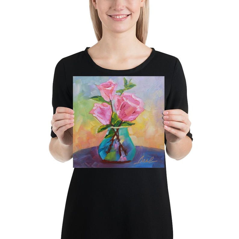 Roses in Bloom Oil Painting Print - Vibrant Inkjet Printing