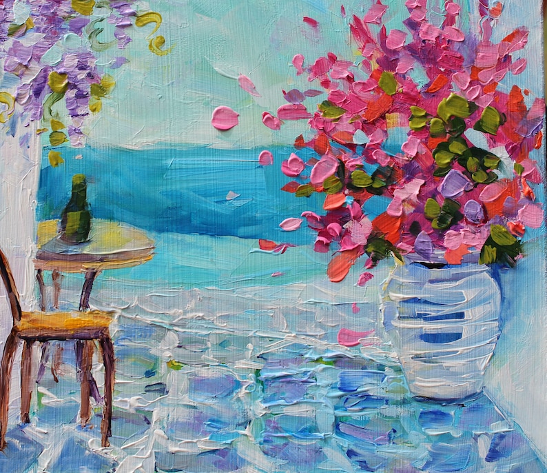 Original Santorini Petite Oil Painting, by RebeccaMBeal image 3