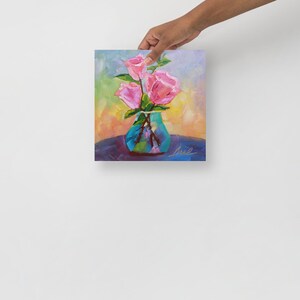 Roses in Bloom Oil Painting Print - Vibrant Inkjet Printing