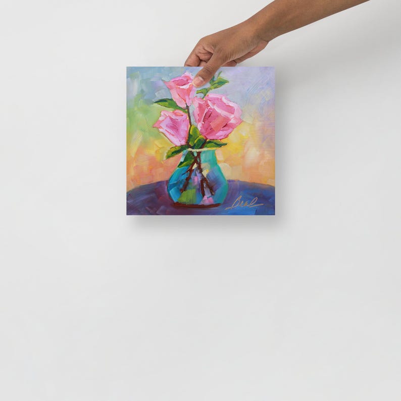 Roses in Bloom Oil Painting Print - Vibrant Inkjet Printing