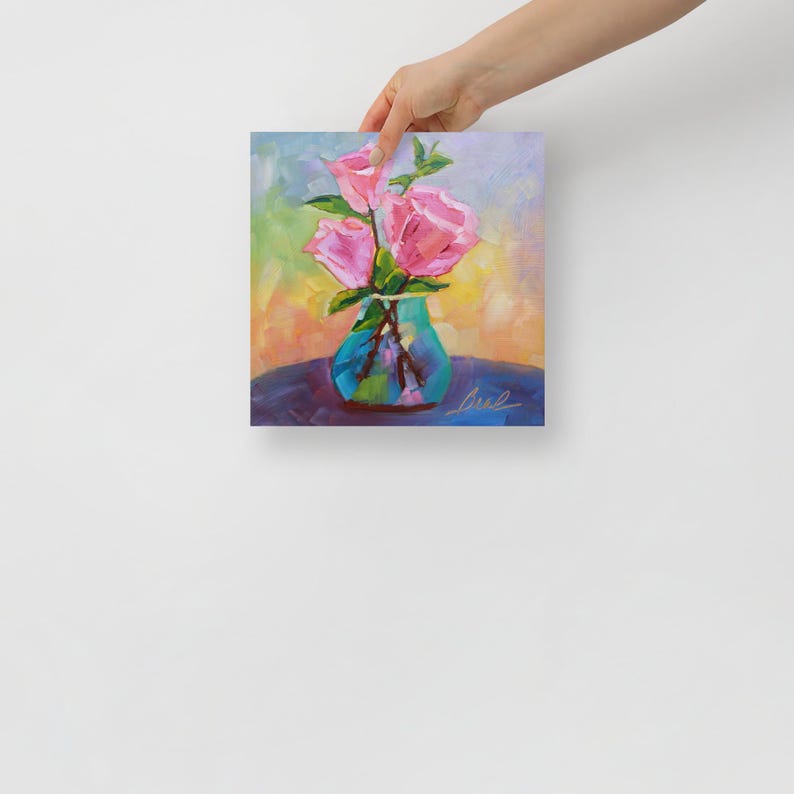 Roses in Bloom Oil Painting Print - Vibrant Inkjet Printing