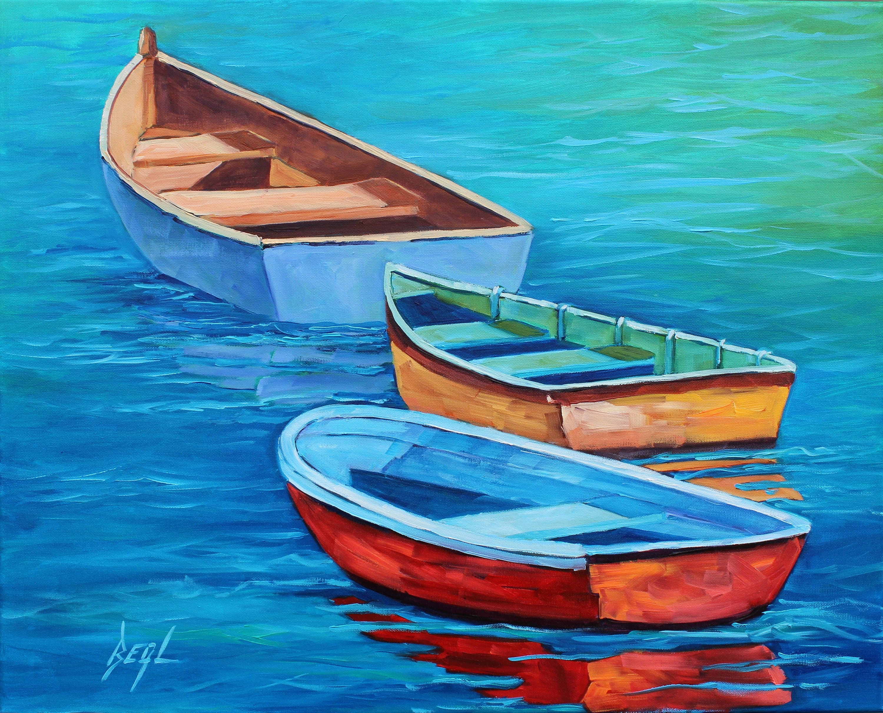 Boat Painting Canvas Art Original Oil Painting Colorful Etsy