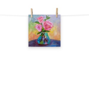 Roses in Bloom Oil Painting Print - Vibrant Inkjet Printing