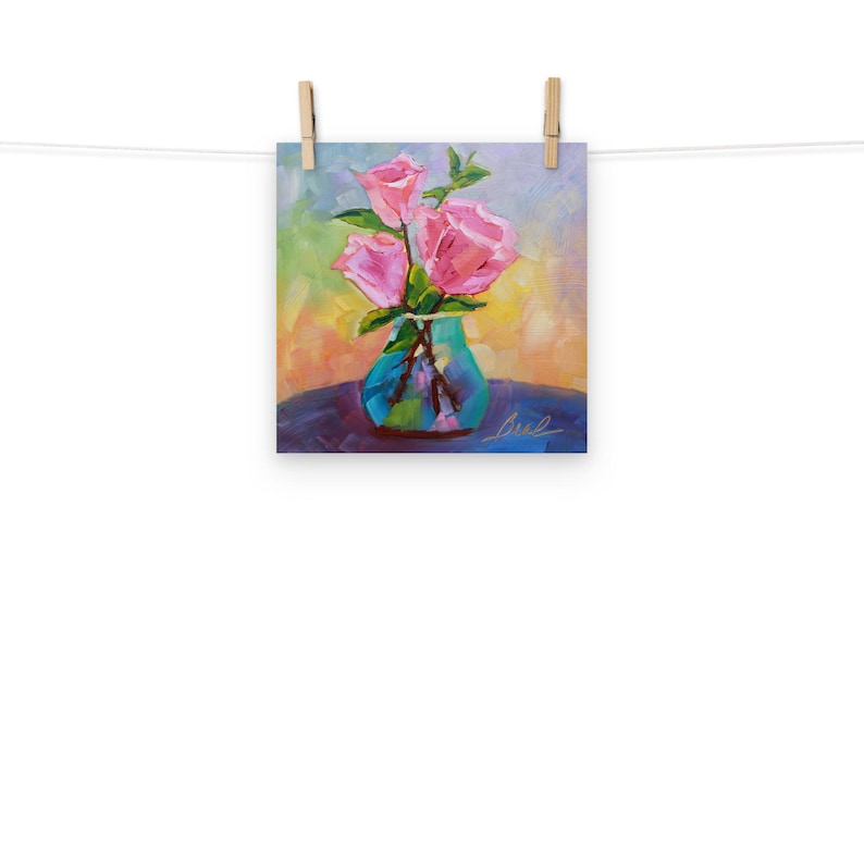 Roses in Bloom Oil Painting Print - Vibrant Inkjet Printing