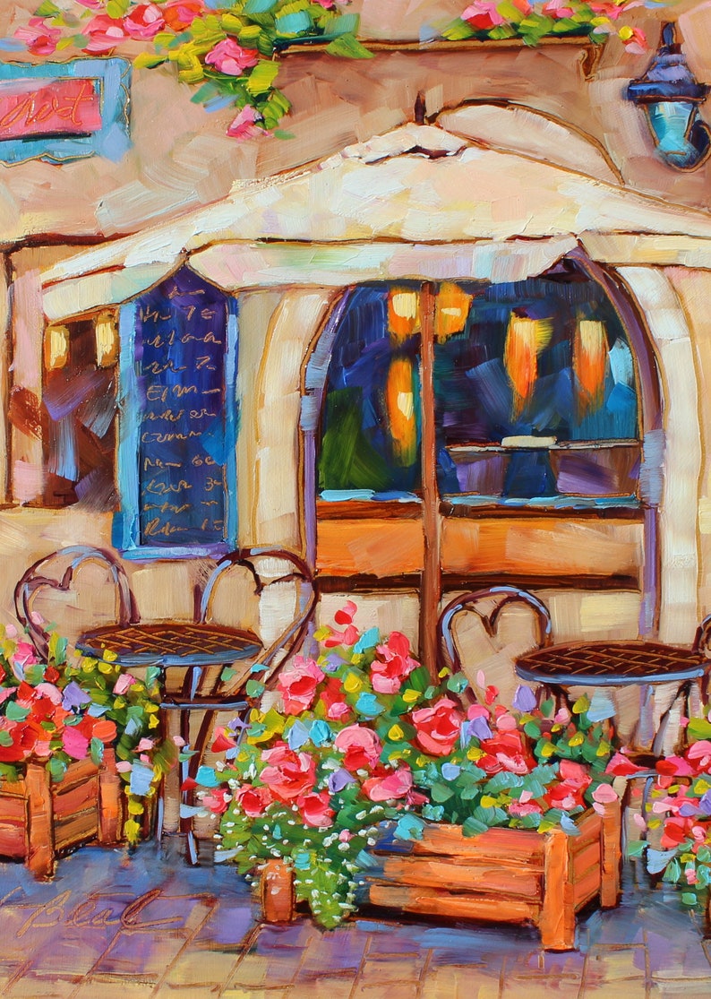 European Café Original Oil Painting, Rebeccambeal image 10