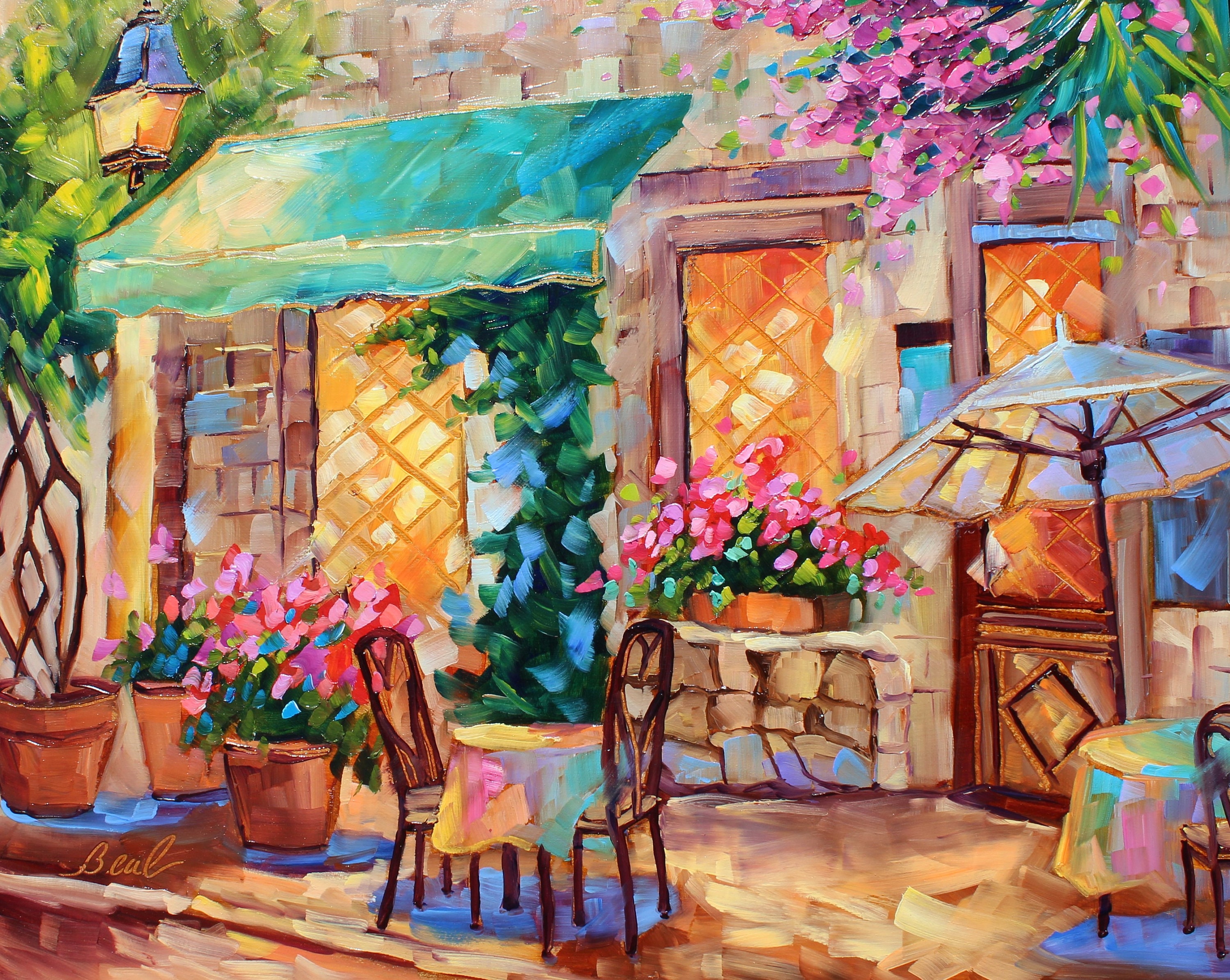 Open Air Cafe, Original Oil Painting by Rebeccambeal