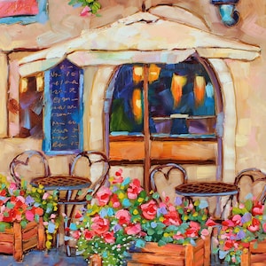 European Café Original Oil Painting, Rebeccambeal image 1