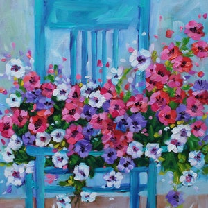 Diamond Painting Kit/ Antique Chair With Bucket of Flowers/ Chair With  Flowers 