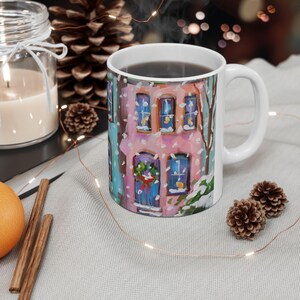 Snowy Town Ceramic Mug, (11oz, 15oz) Coffee Lovers Gift