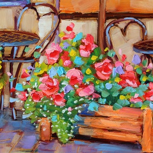 European Café Original Oil Painting, Rebeccambeal image 3
