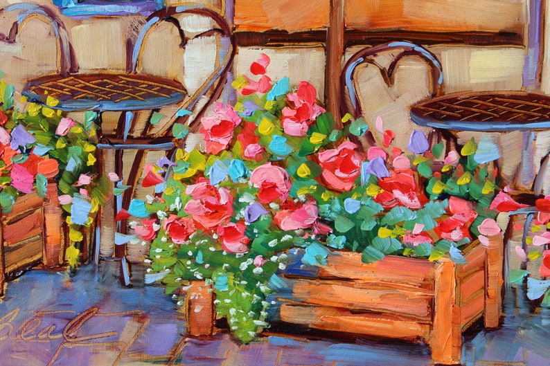 European Café Original Oil Painting, Rebeccambeal image 3