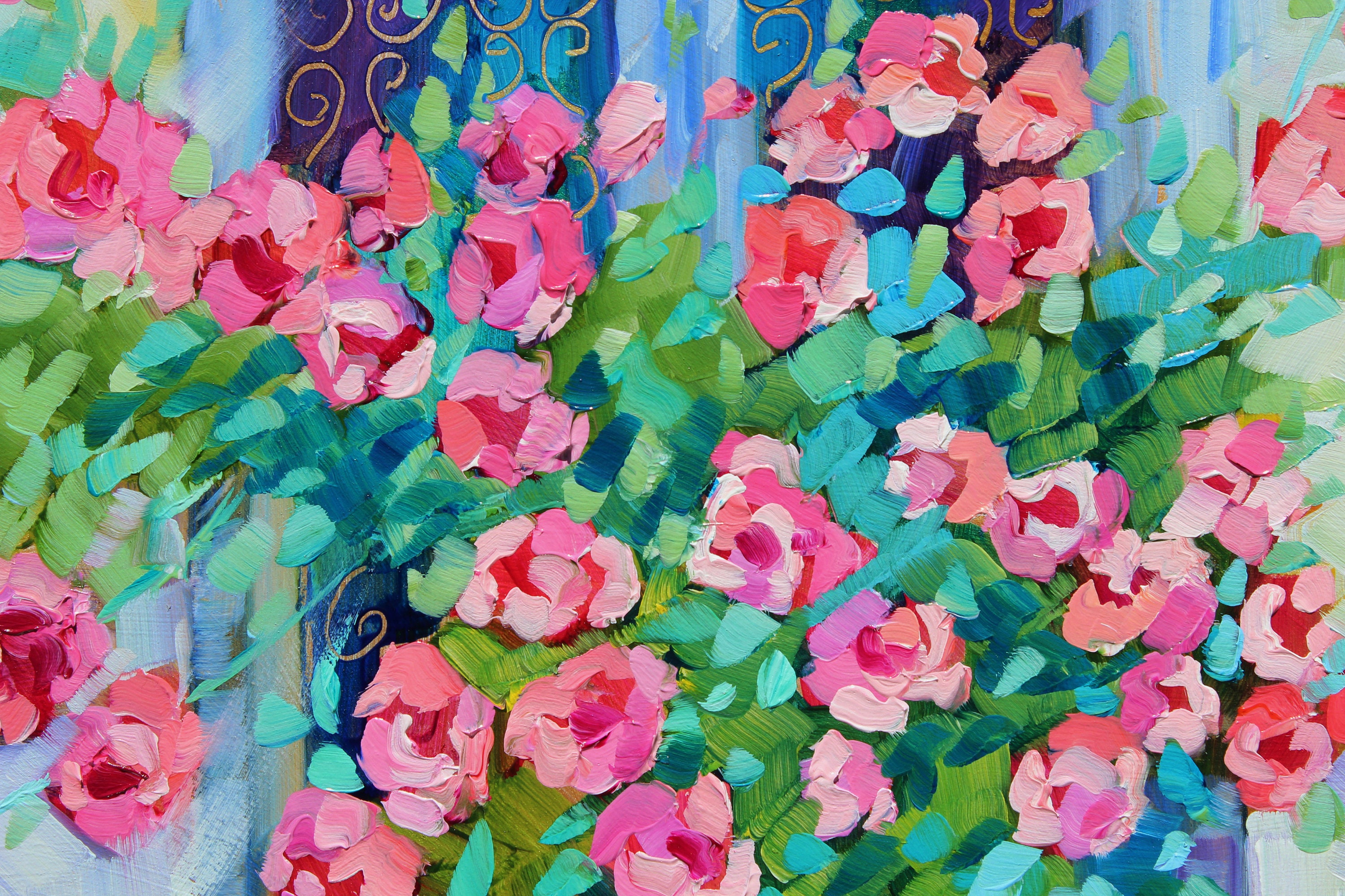 絵画 Oil painting of beautiful flowers. EXCEPTIONAL VINTAGE STILL LIFE FLOWERS OIL PAINTING VIBRANT