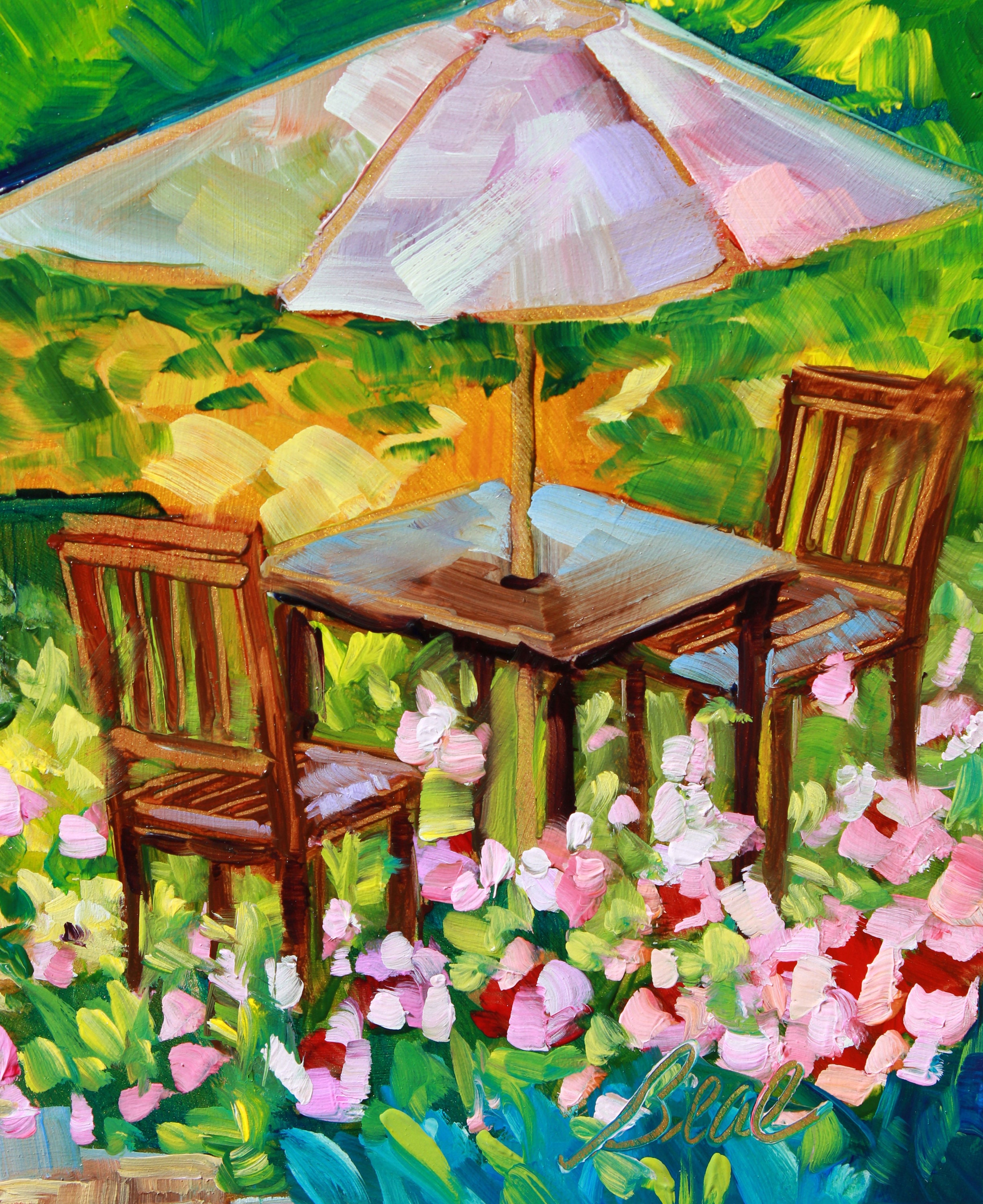 Al Fresco Serenity: Original Oil Painting of a Flower Garden - Etsy