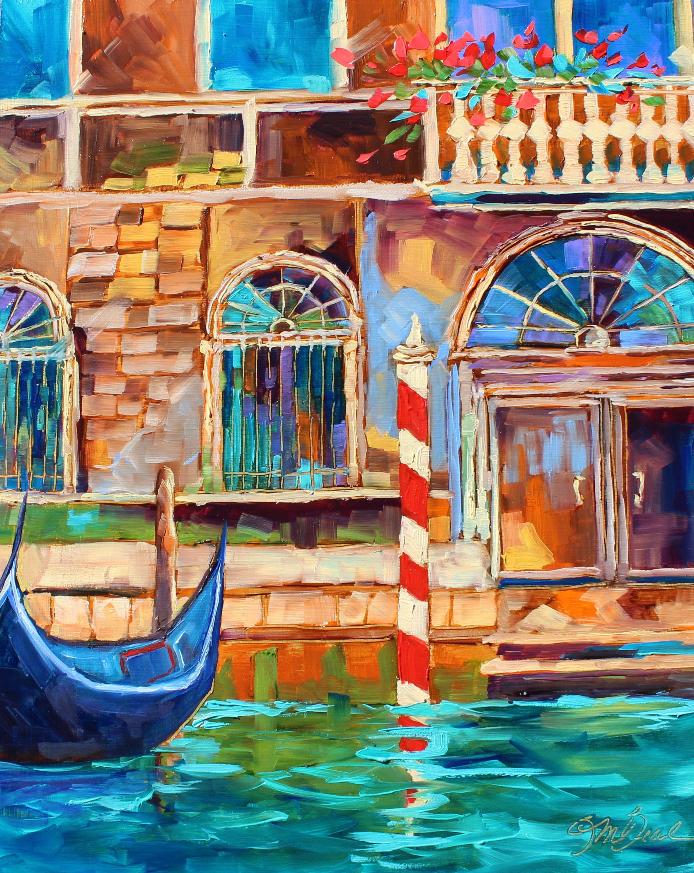 Venice Impressionist Oil Painting, Original Art, Wall Art