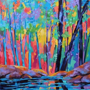 Original Artwork Museum-Quality Print - Colorful Forest- Vibrant Inkjet Print