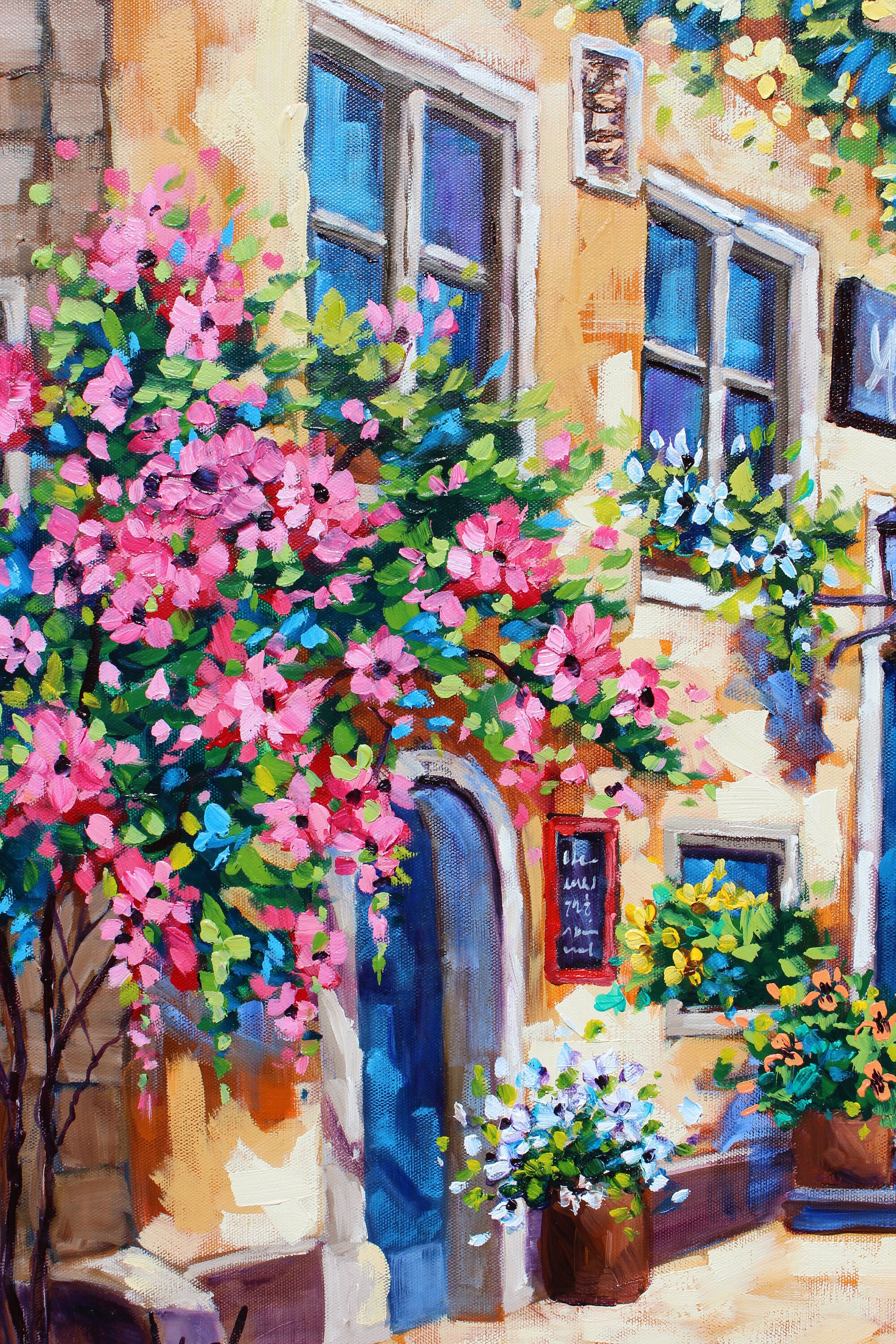 Sunlit Serenade: 'sunshine Cafe' - Original European Oil