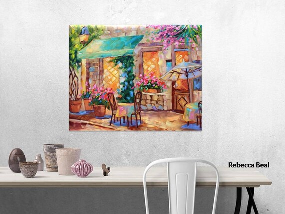 Open Air Cafe, Original Oil Painting by Rebeccambeal