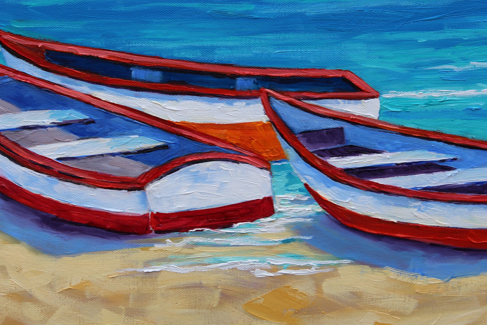 Boat Painting Original Art Tropical Beach Art Boats Etsy