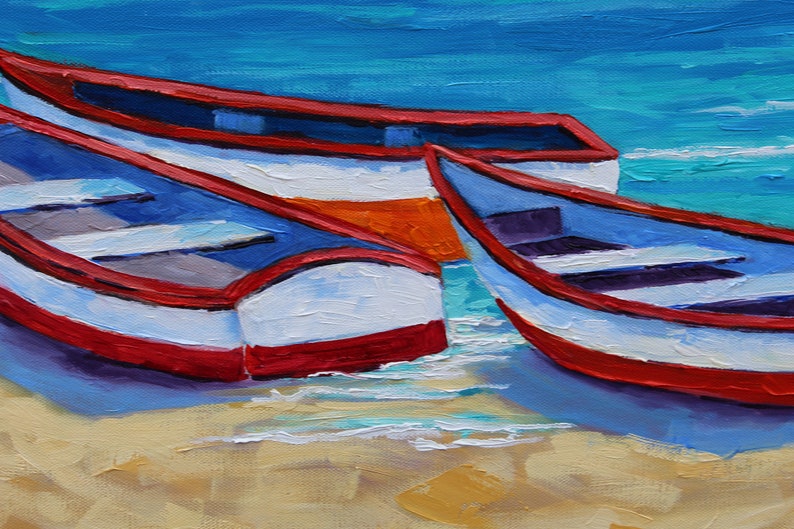 Boat Painting Original Art Tropical Beach Art Boats Etsy