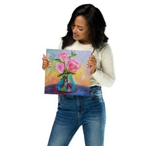 Roses in Bloom Oil Painting Print - Vibrant Inkjet Printing