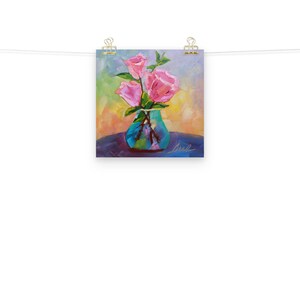 Roses in Bloom Oil Painting Print - Vibrant Inkjet Printing