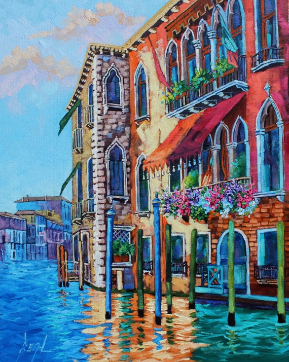 Venice Italy Painting Signed Original Oil Landscape Art On