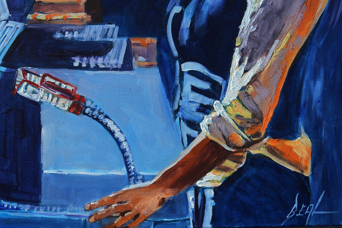 Bartender Art Original Art Bartender Painting Impressionist Etsy