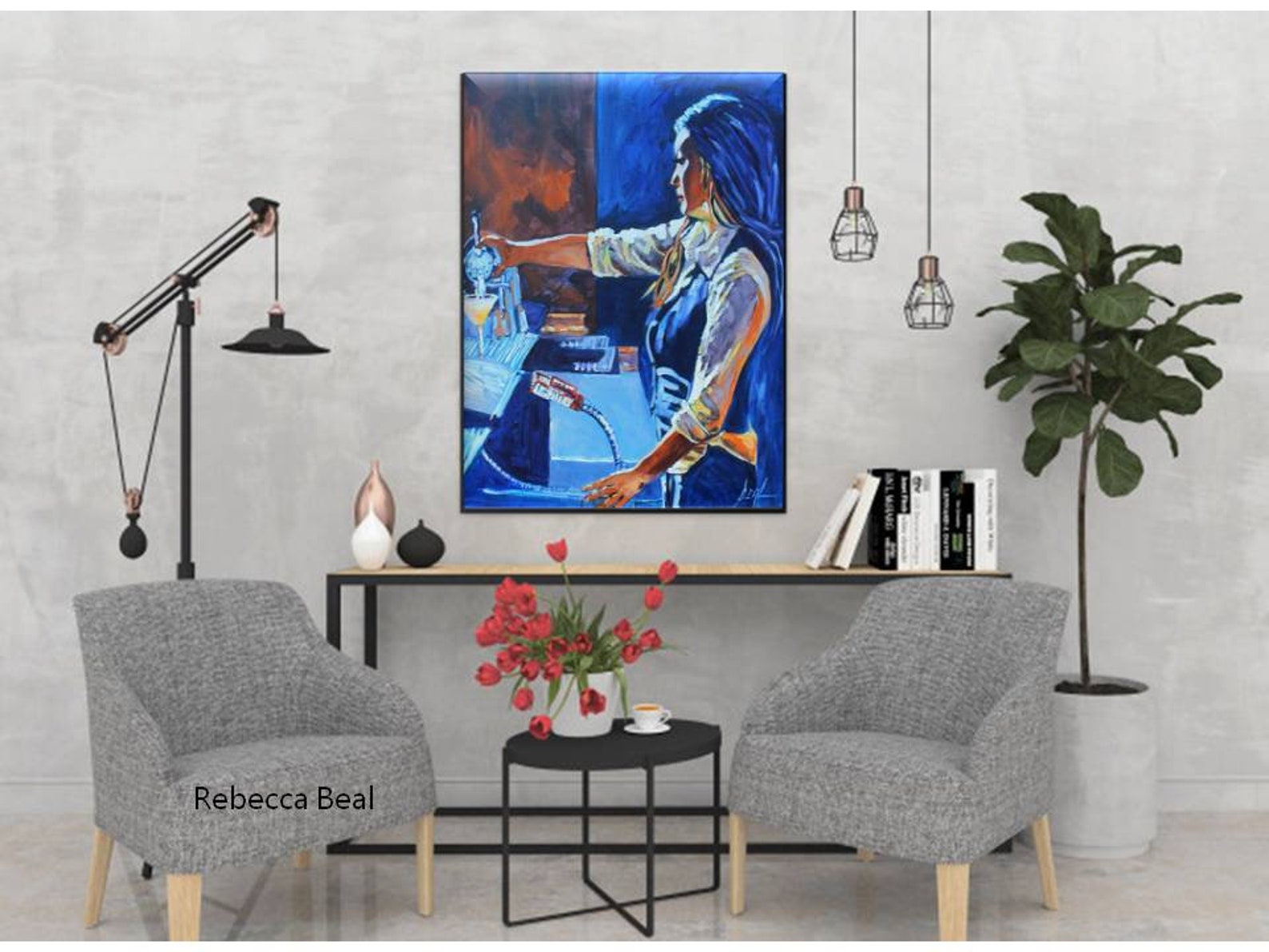 Bartender Art Original Art Bartender Painting Impressionist Etsy