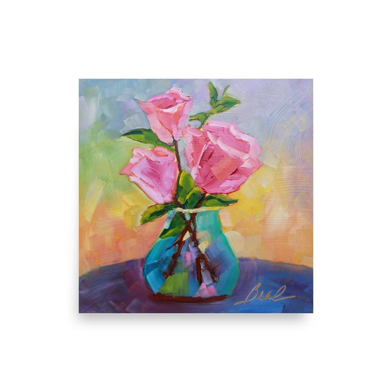 Roses in Bloom Oil Painting Print - Vibrant Inkjet Printing