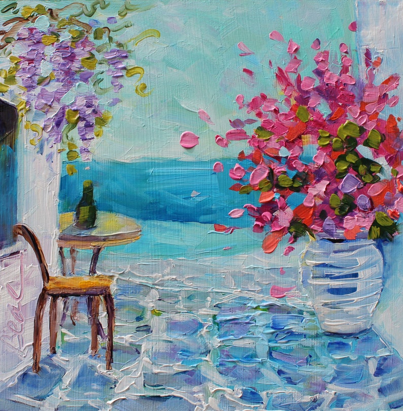 Original Santorini Petite Oil Painting, by RebeccaMBeal image 6