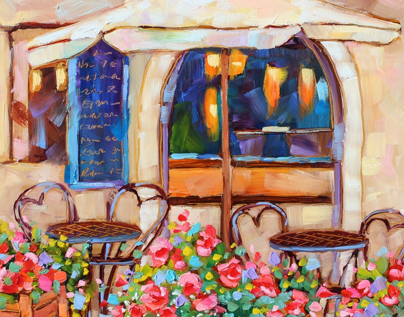 European Café Original Oil Painting, Rebeccambeal image 7