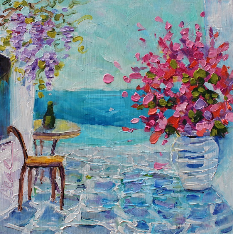 Original Santorini Petite Oil Painting, by RebeccaMBeal image 4