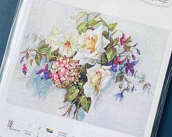 XSD +PDF Luca-S Cross Stitch Pattern Bouquet with Roses BA2363