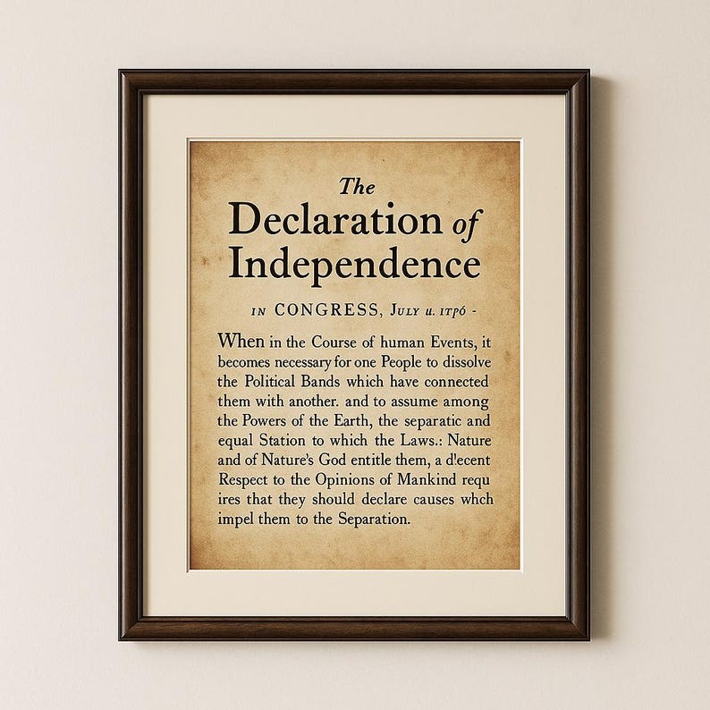 Vintage Declaration of Independence Art Print – Patriotic Wall Decor ...